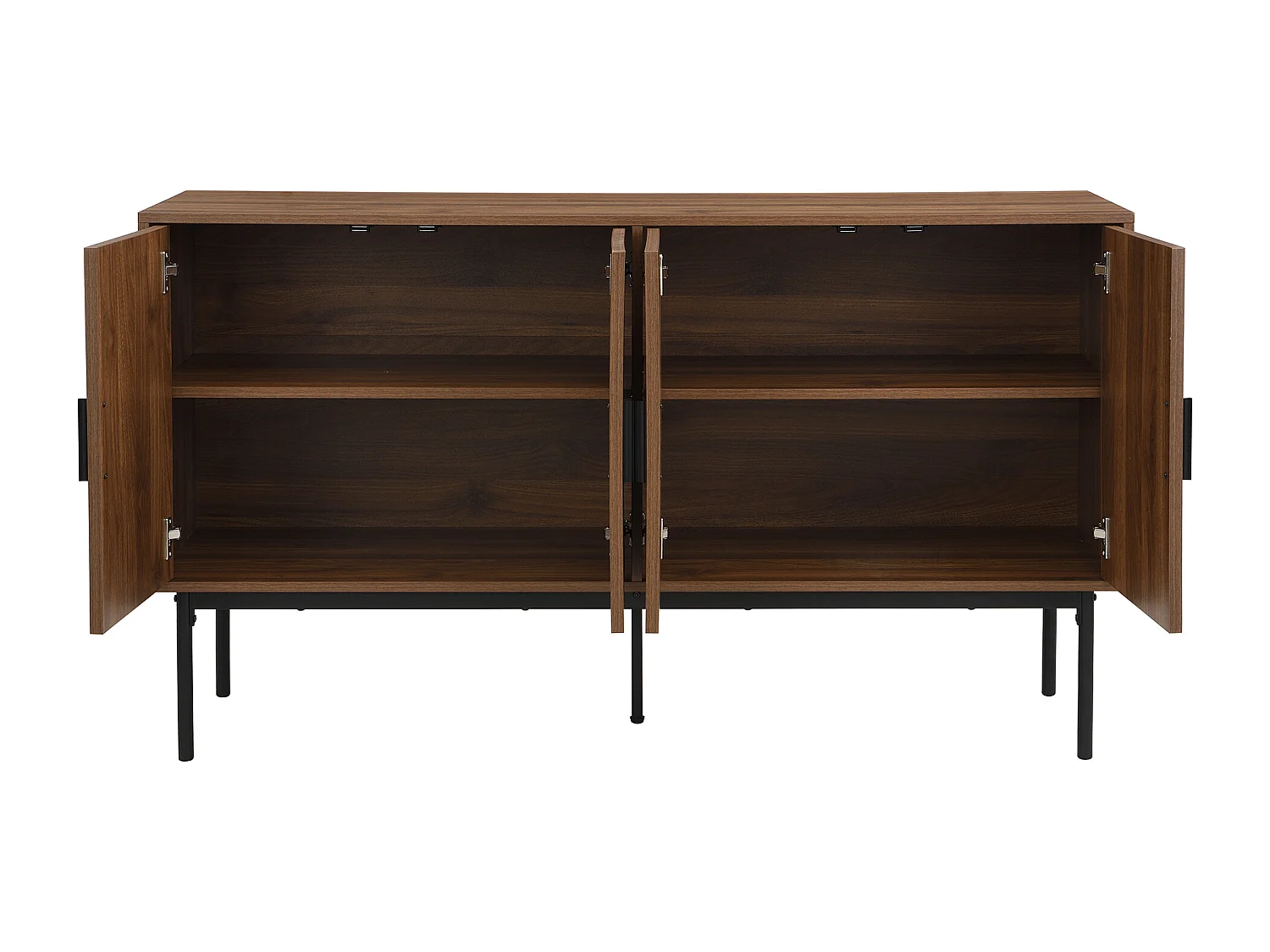 Buffet moderne à 4 portes, pieds noirs, 140 x 40 x 80 cm