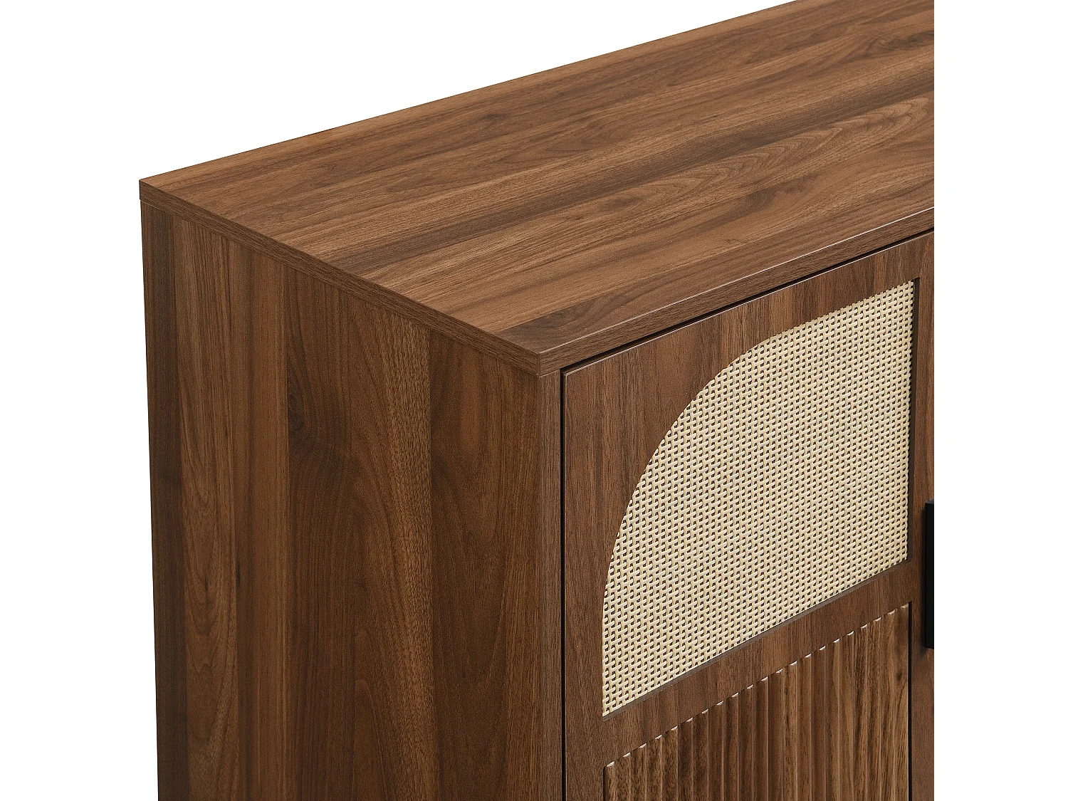 Buffet moderne à 4 portes, pieds noirs, 140 x 40 x 80 cm