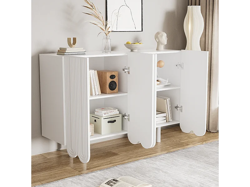 Buffet à 4 portes avec portes en forme de larme -Blanc