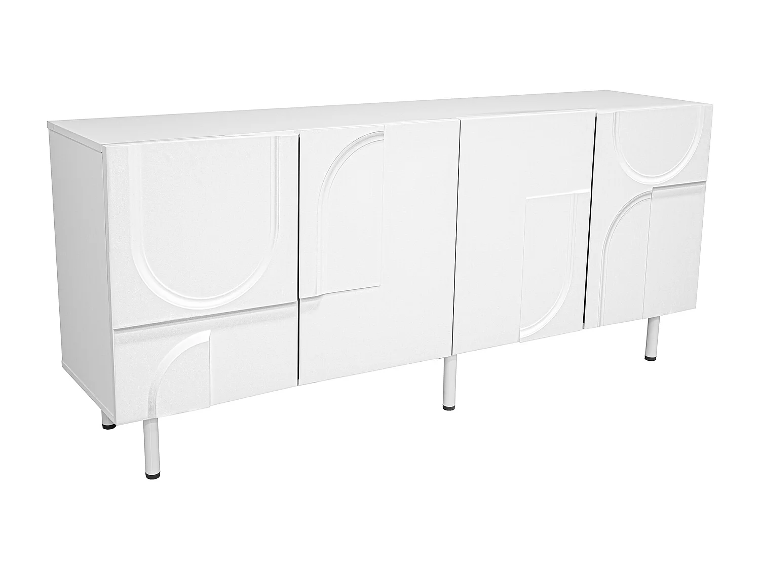 Wit dressoir met 4 deuren - Geometrisch patroon - MDF en spaanplaat