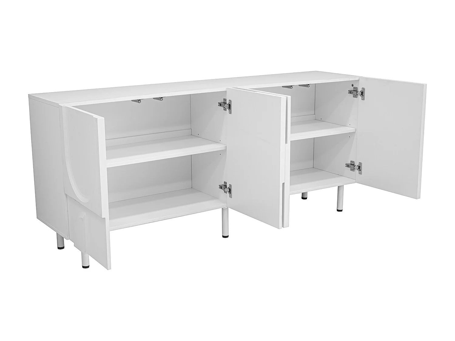 Wit dressoir met 4 deuren - Geometrisch patroon - MDF en spaanplaat