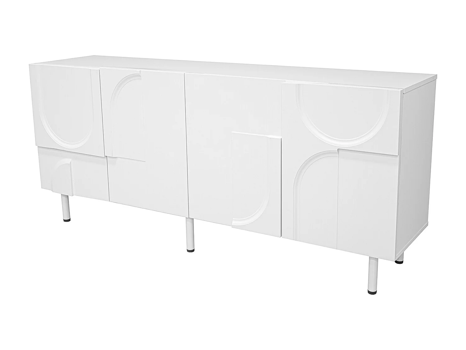 Wit dressoir met 4 deuren - Geometrisch patroon - MDF en spaanplaat
