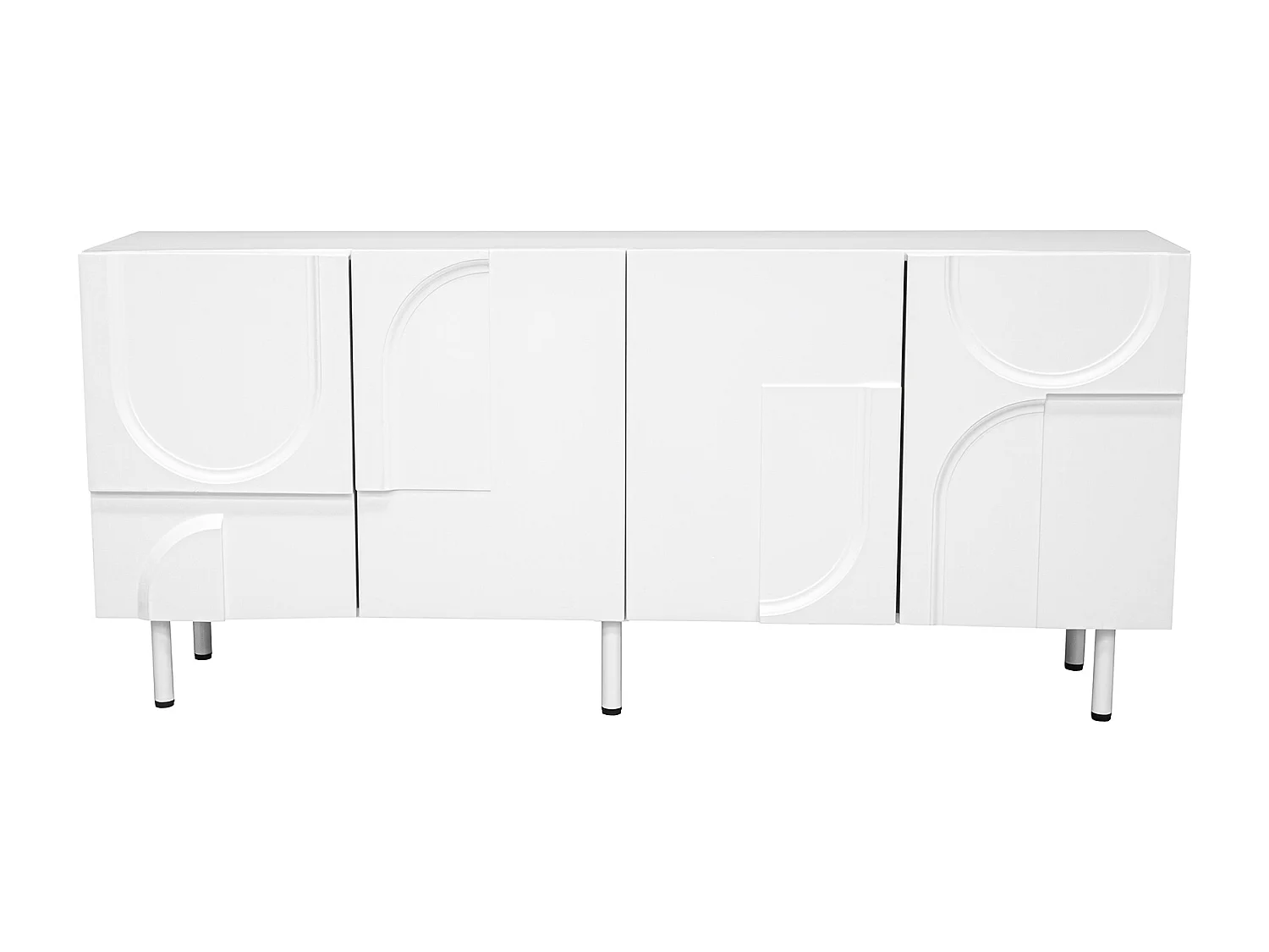 Wit dressoir met 4 deuren - Geometrisch patroon - MDF en spaanplaat