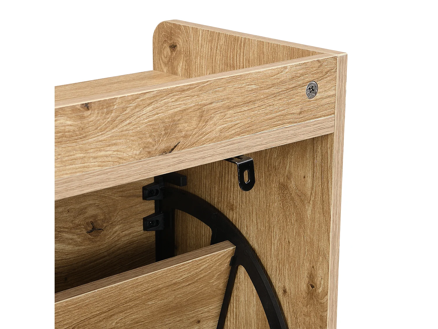 Meuble à chaussures en bois avec 4 portes en rotin - Base en métal - Couleur bois