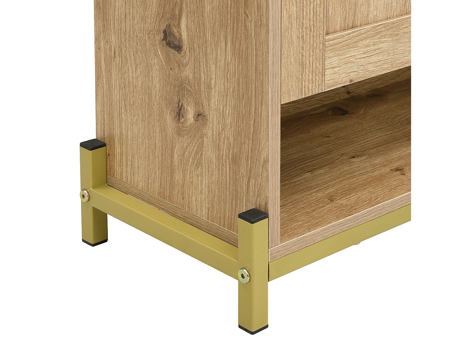 Meuble à chaussures avec 4 portes - Conception de porte à persiennes creuses- Couleur bois