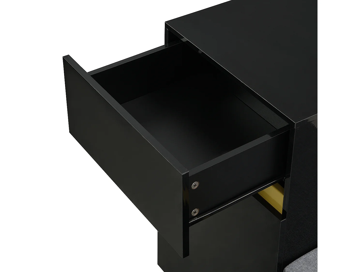 Meuble à chaussures avec 3 portes, 1 tiroir et coussin - Noir et doré