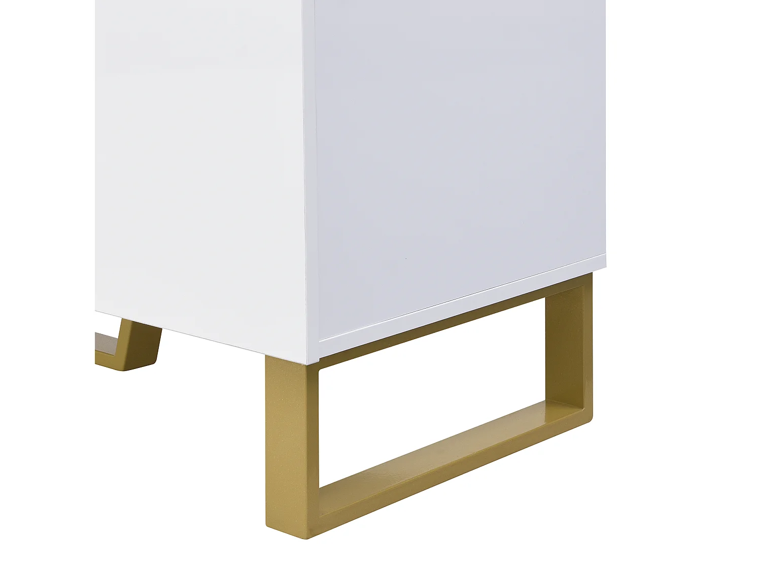 Meuble à chaussures avec 3 portes, 1 tiroir et coussin - Blanc et doré