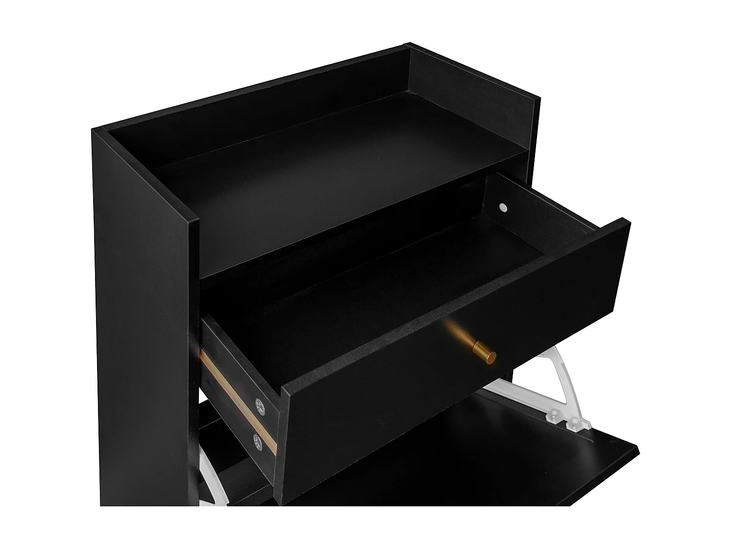 Meuble à chaussures en rotin noir - 2 portes et 1 tiroir