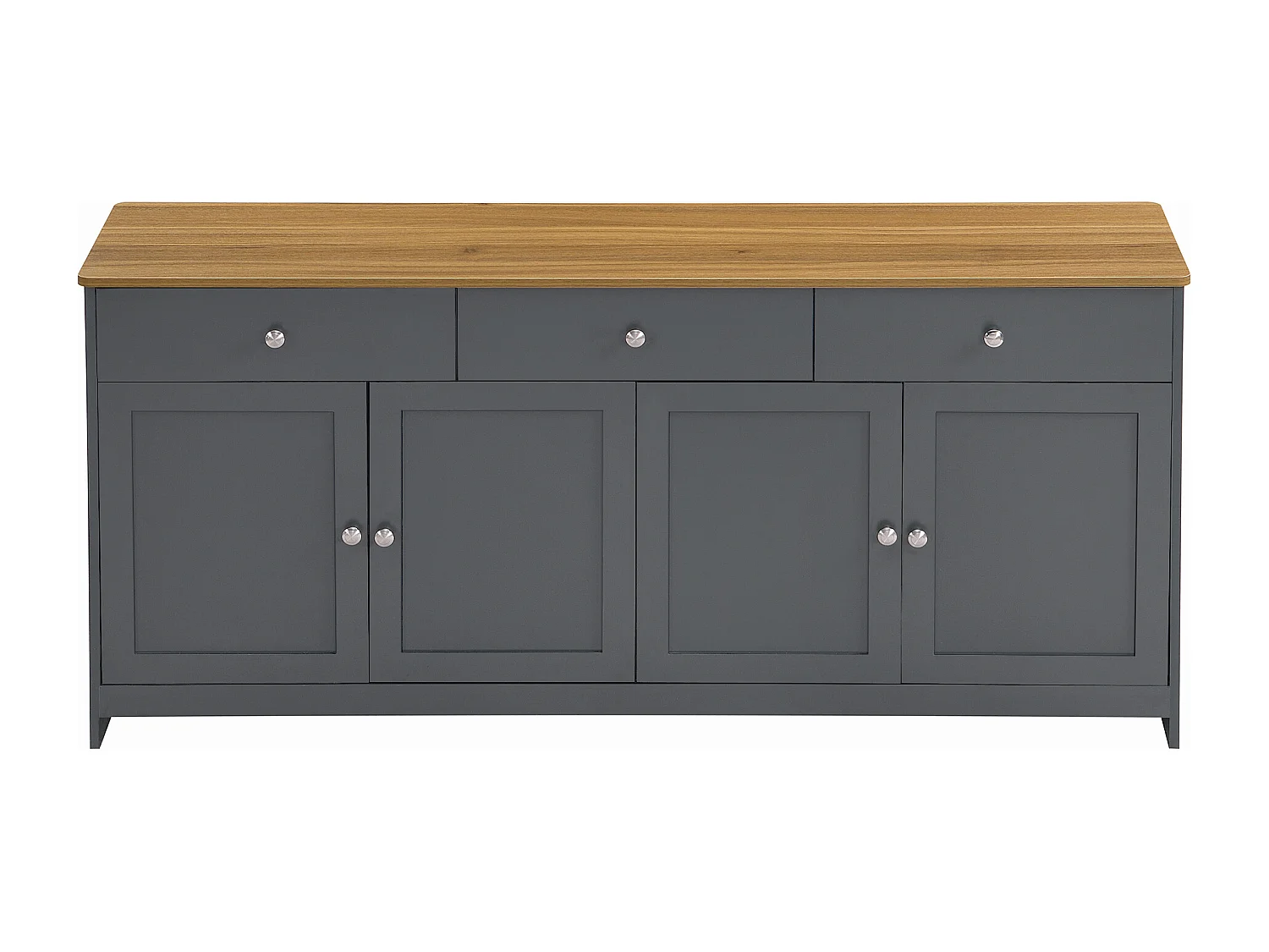 Buffet en bois gris-noir veiné, 4 portes et 3 tiroirs - Bois en MDF
