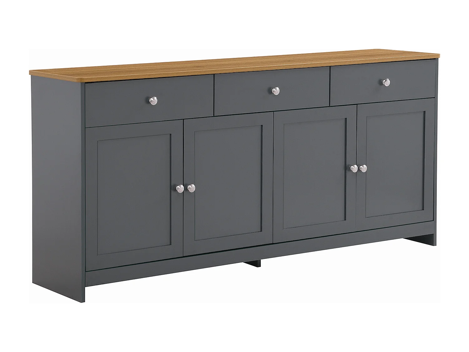 Buffet en bois gris-noir veiné, 4 portes et 3 tiroirs - Bois en MDF