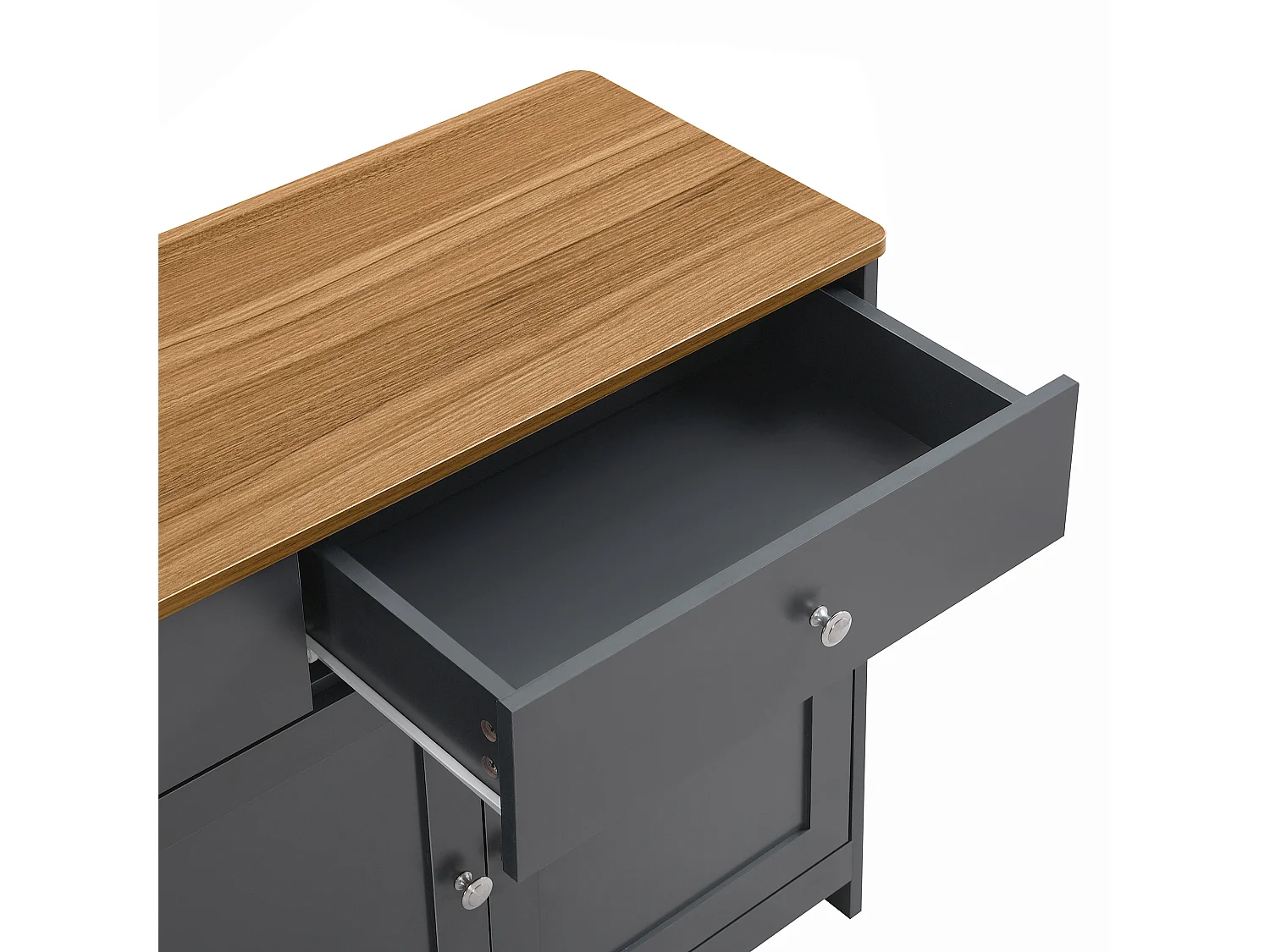 Buffet en bois gris-noir veiné, 4 portes et 3 tiroirs - Bois en MDF