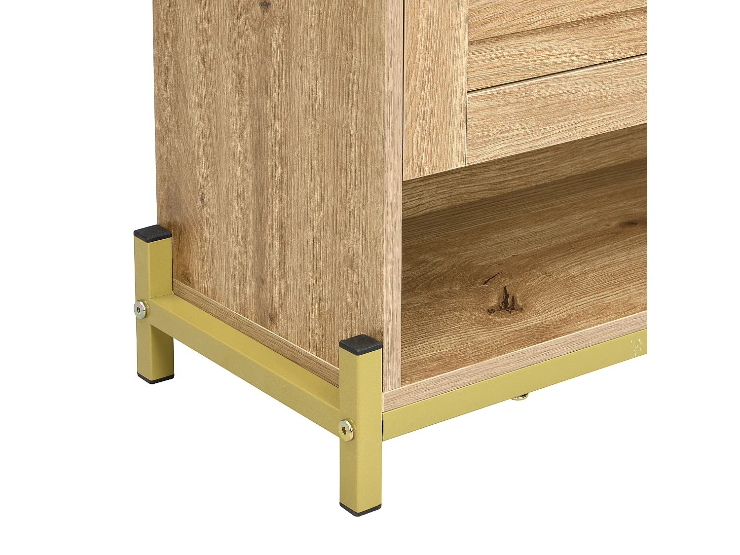 Meuble à chaussures avec 4 portes - Base en métal - Couleur bois 108.5x24x100cm