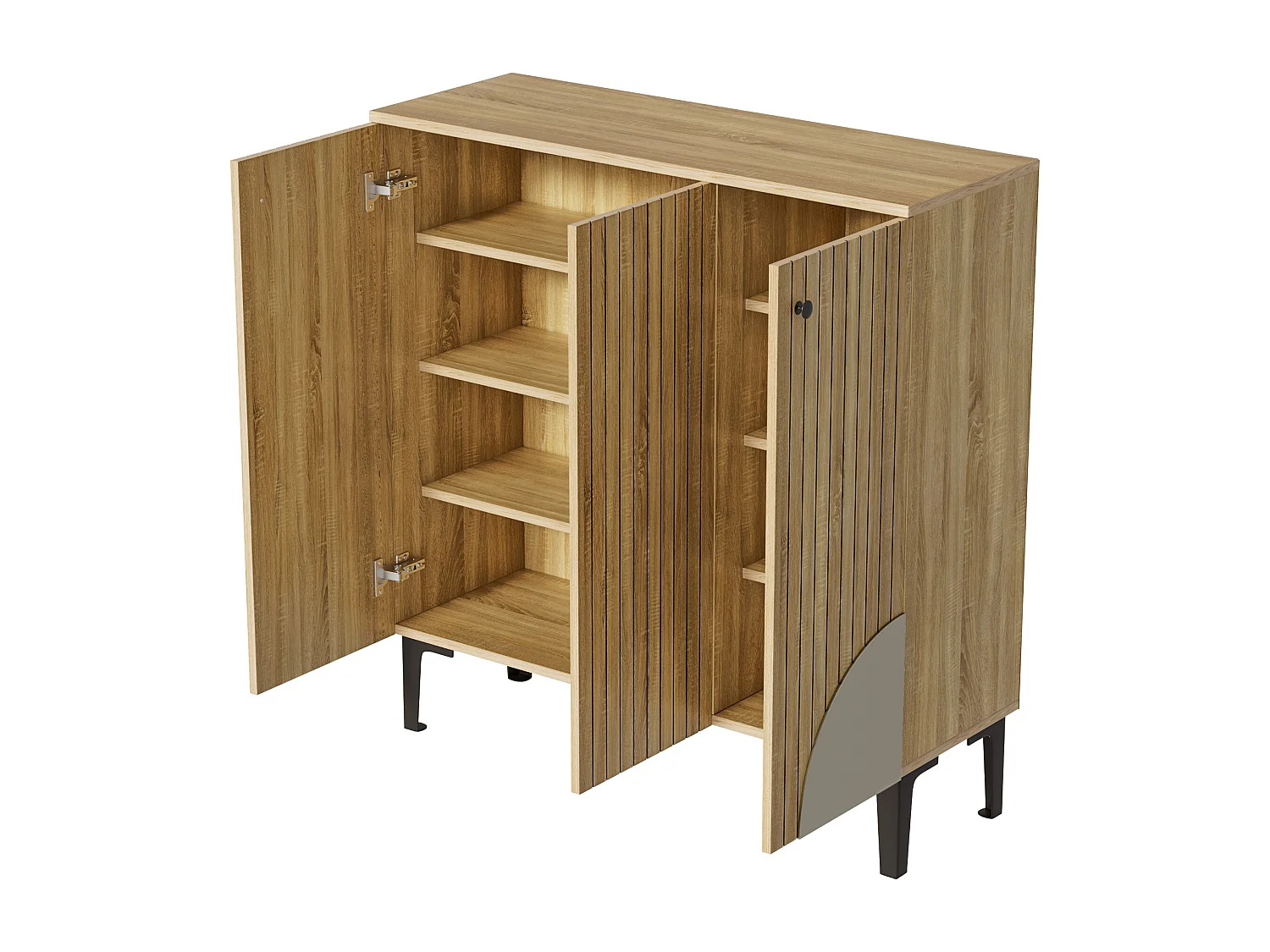 Meuble à chaussures avec 3 portes - Texture verticale - Couleur bois