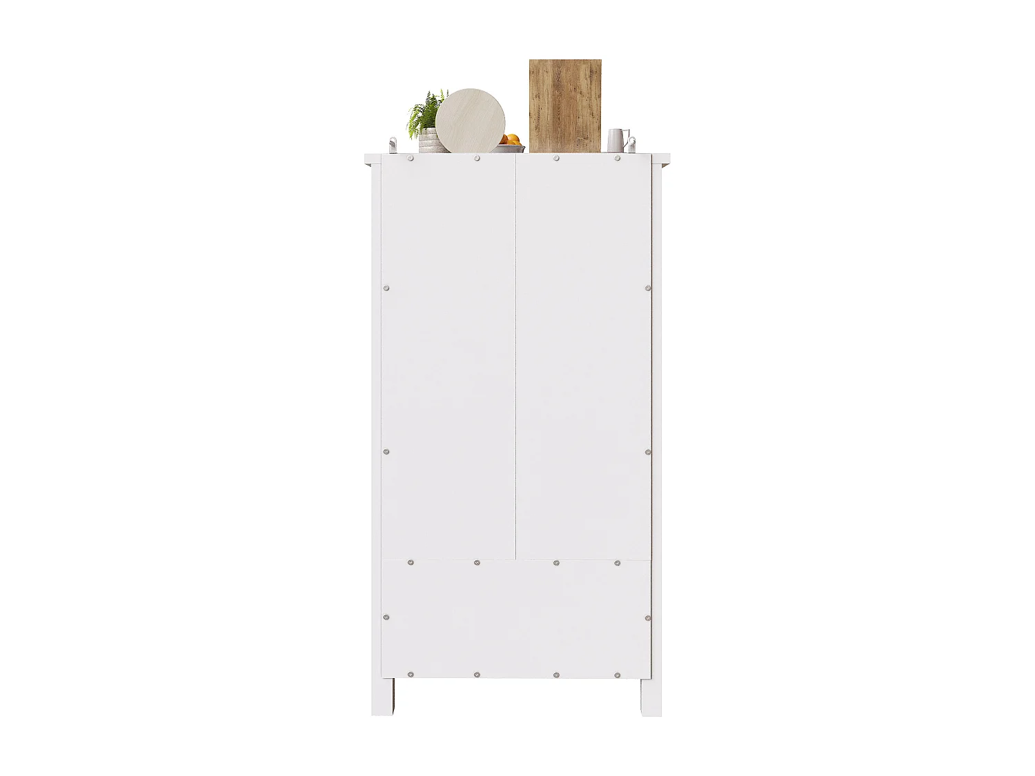 Aparador de cocina con 2 puertas y 5 cajones - Color blanco y madera 80x40x140cm