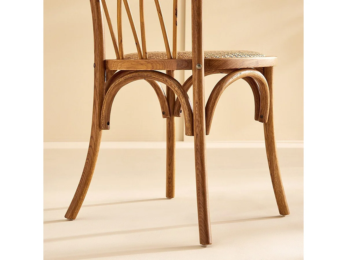 Lot de 2 chaises en chêne assise rotin ADELE