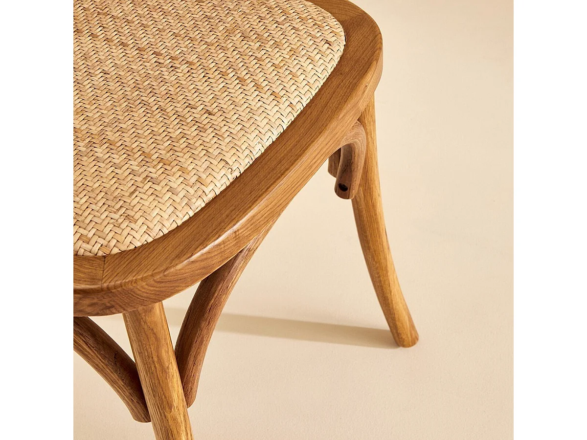 Lot de 2 chaises en chêne assise rotin ADELE