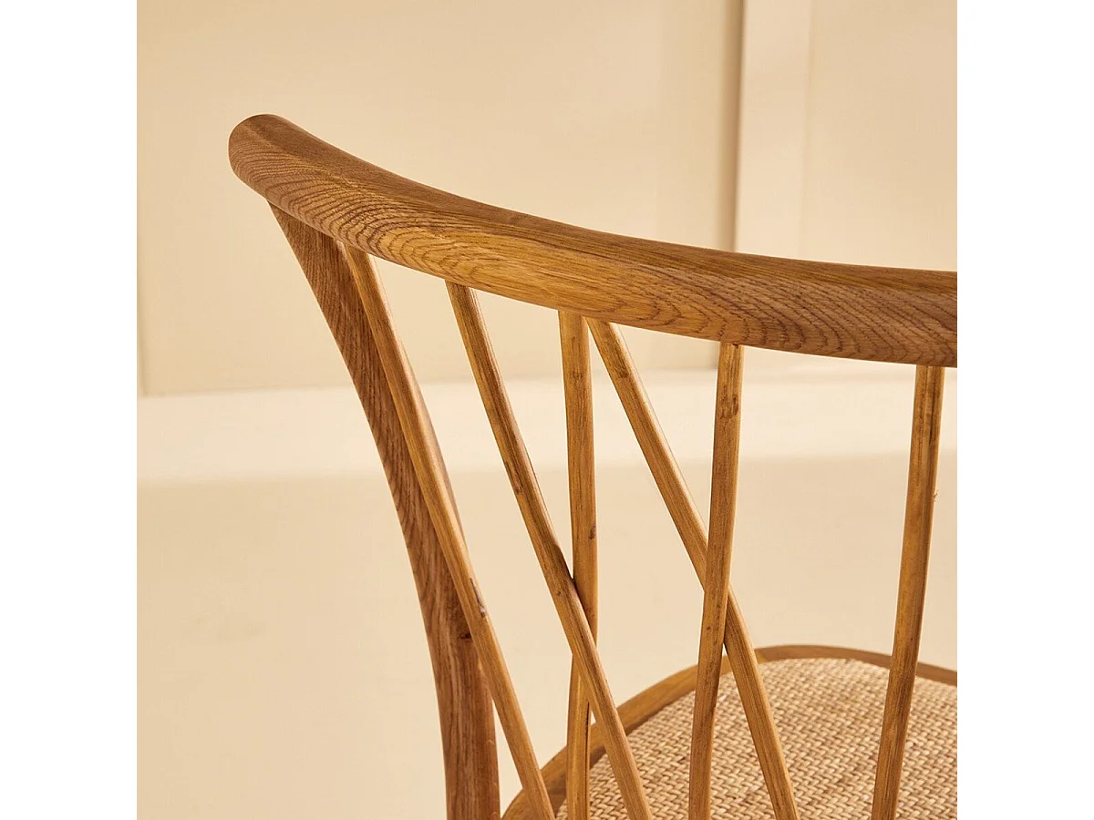 Lot de 2 chaises en chêne assise rotin ADELE