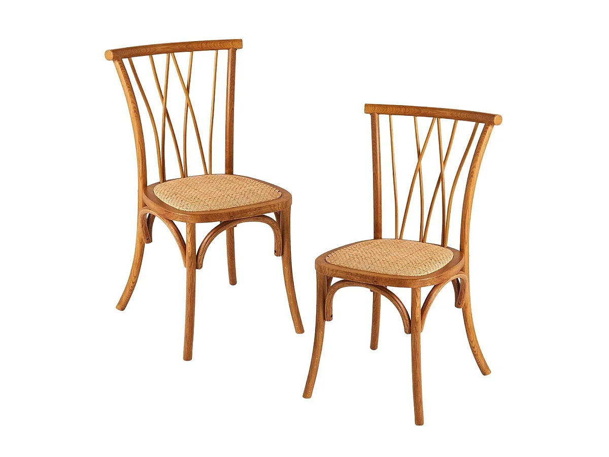 Set van 2 eiken stoelen met rotan zitting OLYMPIA