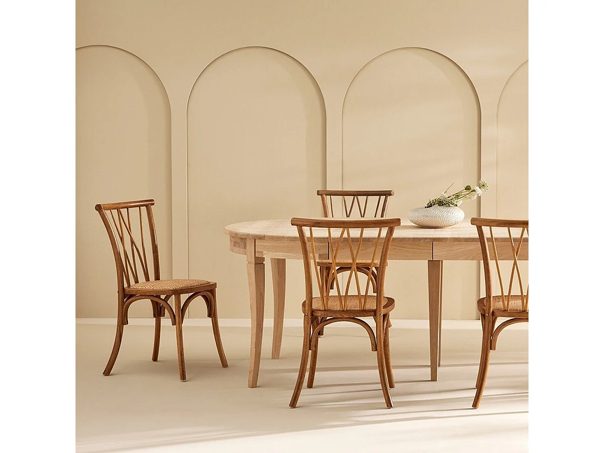 Set van 2 eiken stoelen met rotan zitting OLYMPIA