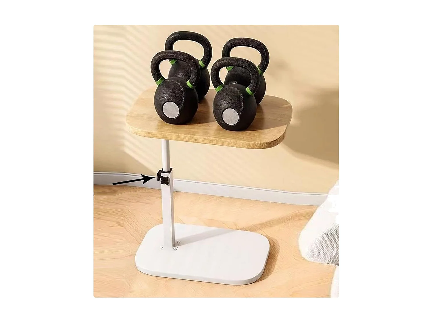 Table d’appoint réglable 45–80 cm en bois et métal - Couleur blanc et naturel - Multifonctionnel table