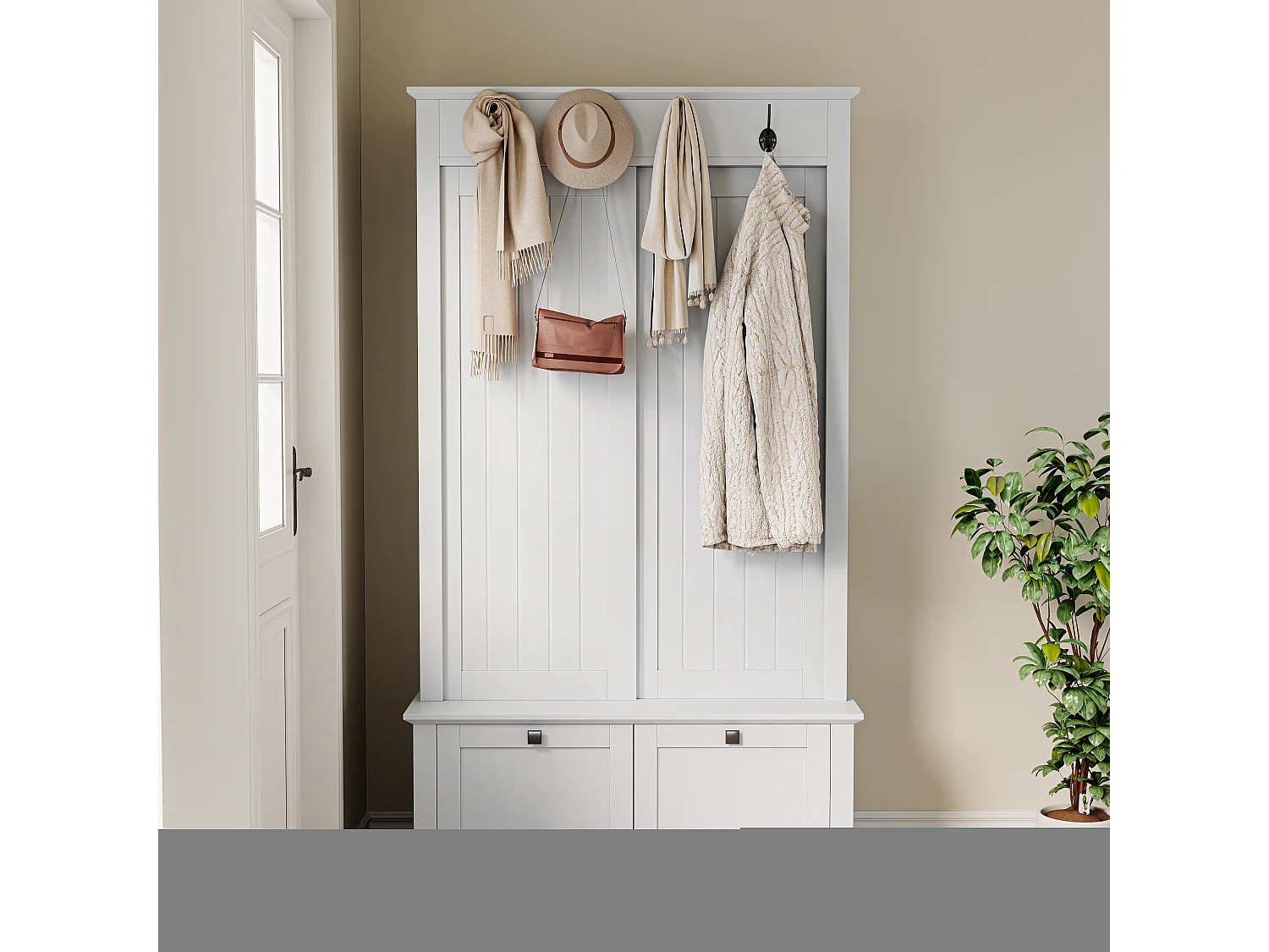 Armario con 2 puertas correderas y 2 puertas - Minimalista - Madera MDF blanca