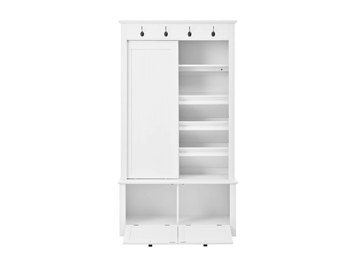 Armario con 2 puertas correderas y 2 puertas - Minimalista - Madera MDF blanca