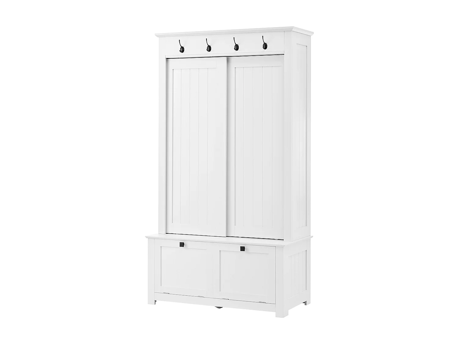 Armario con 2 puertas correderas y 2 puertas - Minimalista - Madera MDF blanca