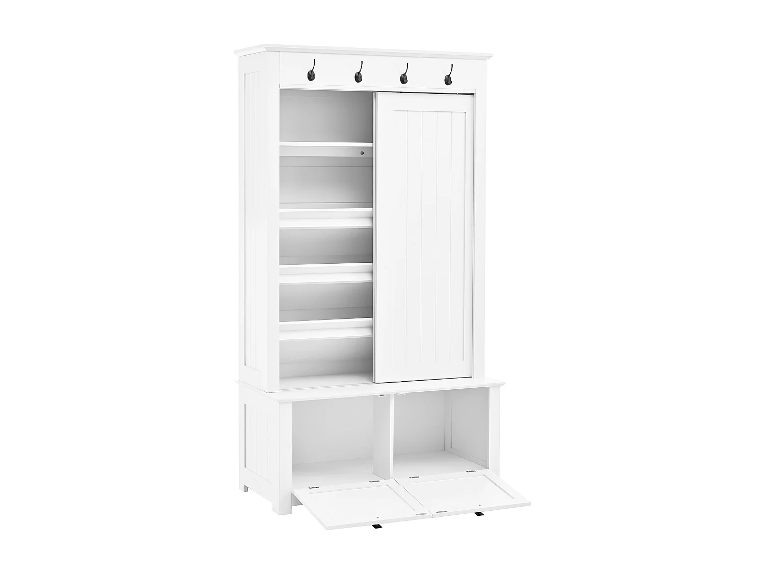 Armario con 2 puertas correderas y 2 puertas - Minimalista - Madera MDF blanca