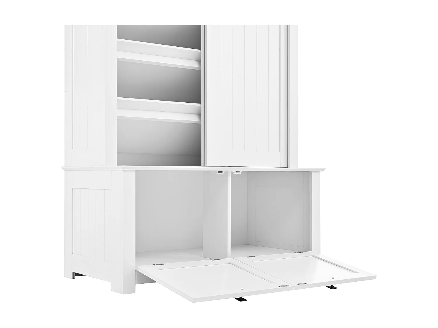 Armario con 2 puertas correderas y 2 puertas - Minimalista - Madera MDF blanca