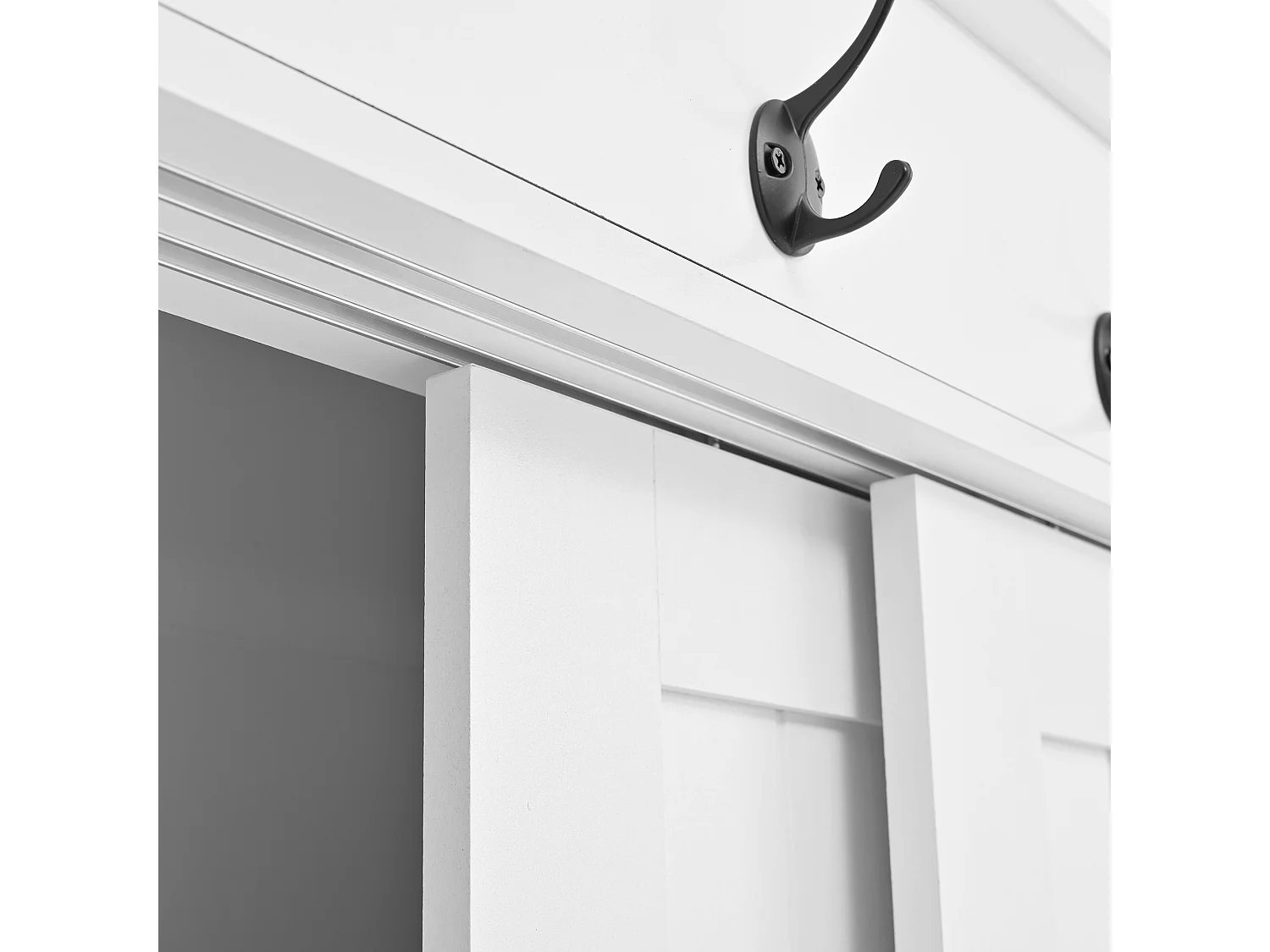 Armario con 2 puertas correderas y 2 puertas - Minimalista - Madera MDF blanca