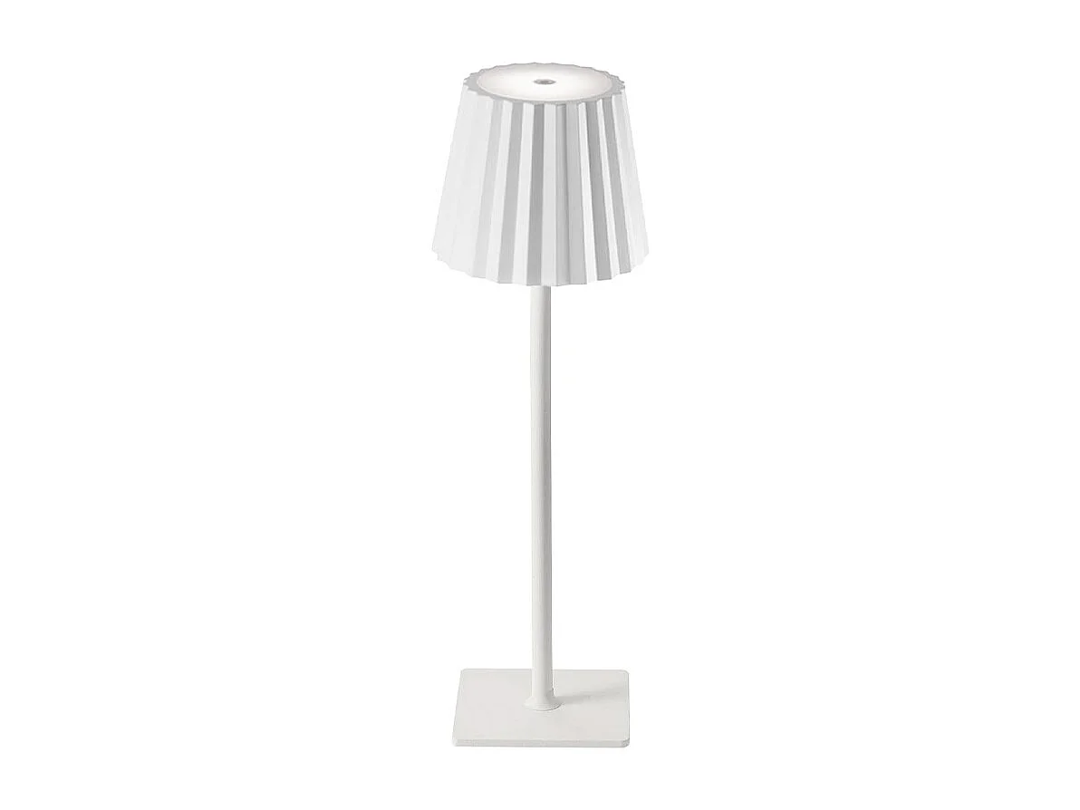 Lampe de Table Plissée Rechargeable 3W, Design Moderne Métallique, Ambiance LED - Blanc