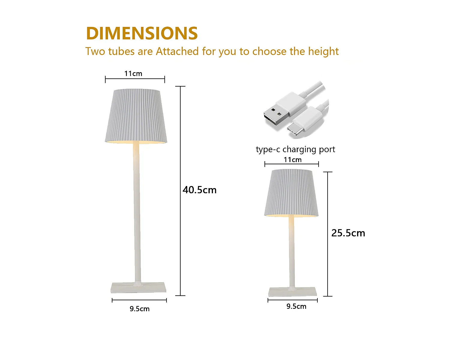 Lampe de Table Plissée Rechargeable 3W, Design Moderne Métallique, Ambiance LED - Blanc