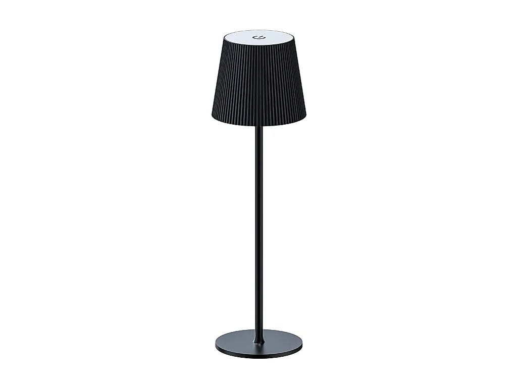 Lampe de Table Plissée Rechargeable 3W, Design Moderne Métallique, Ambiance LED - Noir