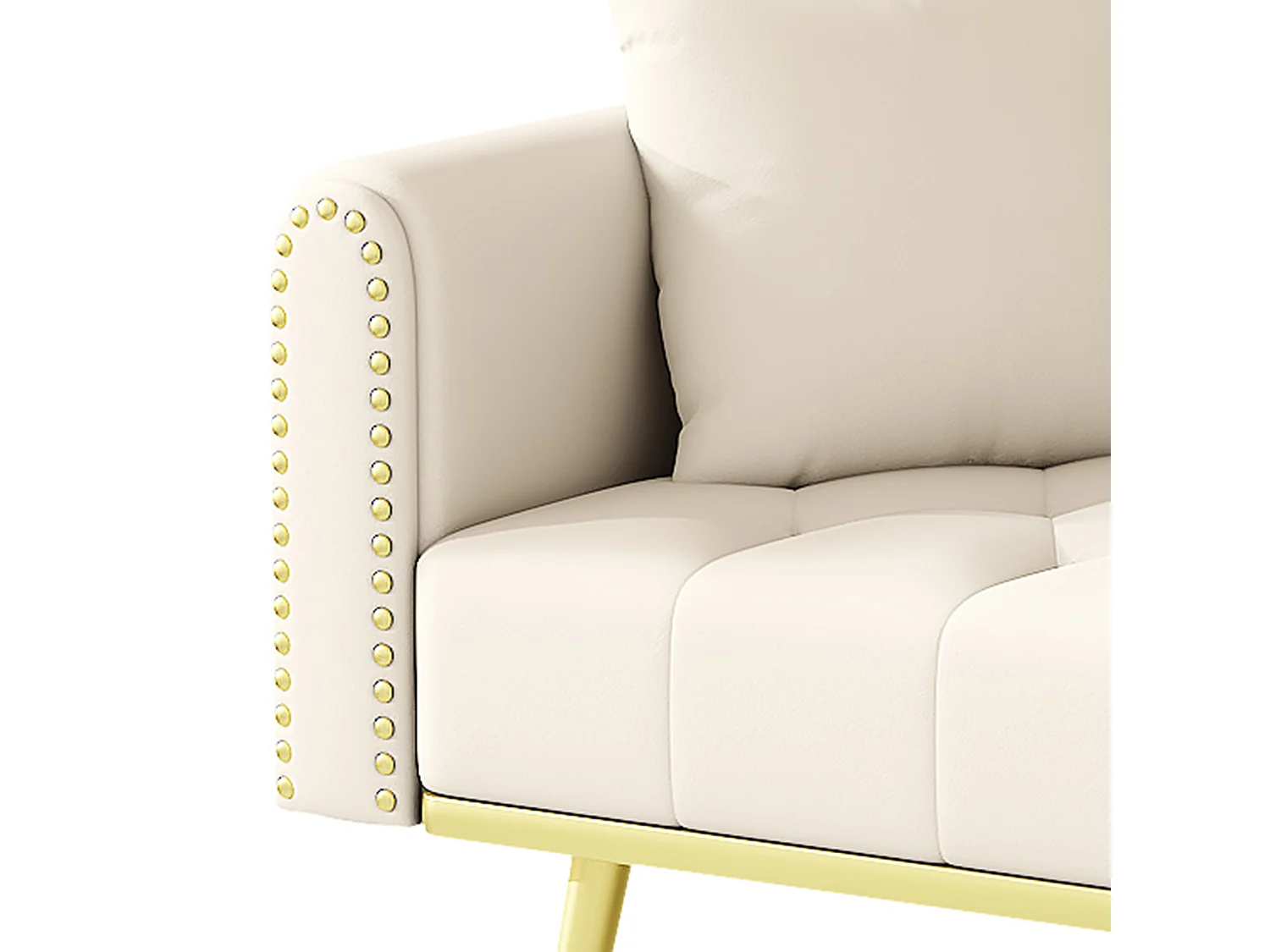 Canapé droit 2 places convertible - Porte-gobelet, 2 lombaire et poches latérales - Velours beige