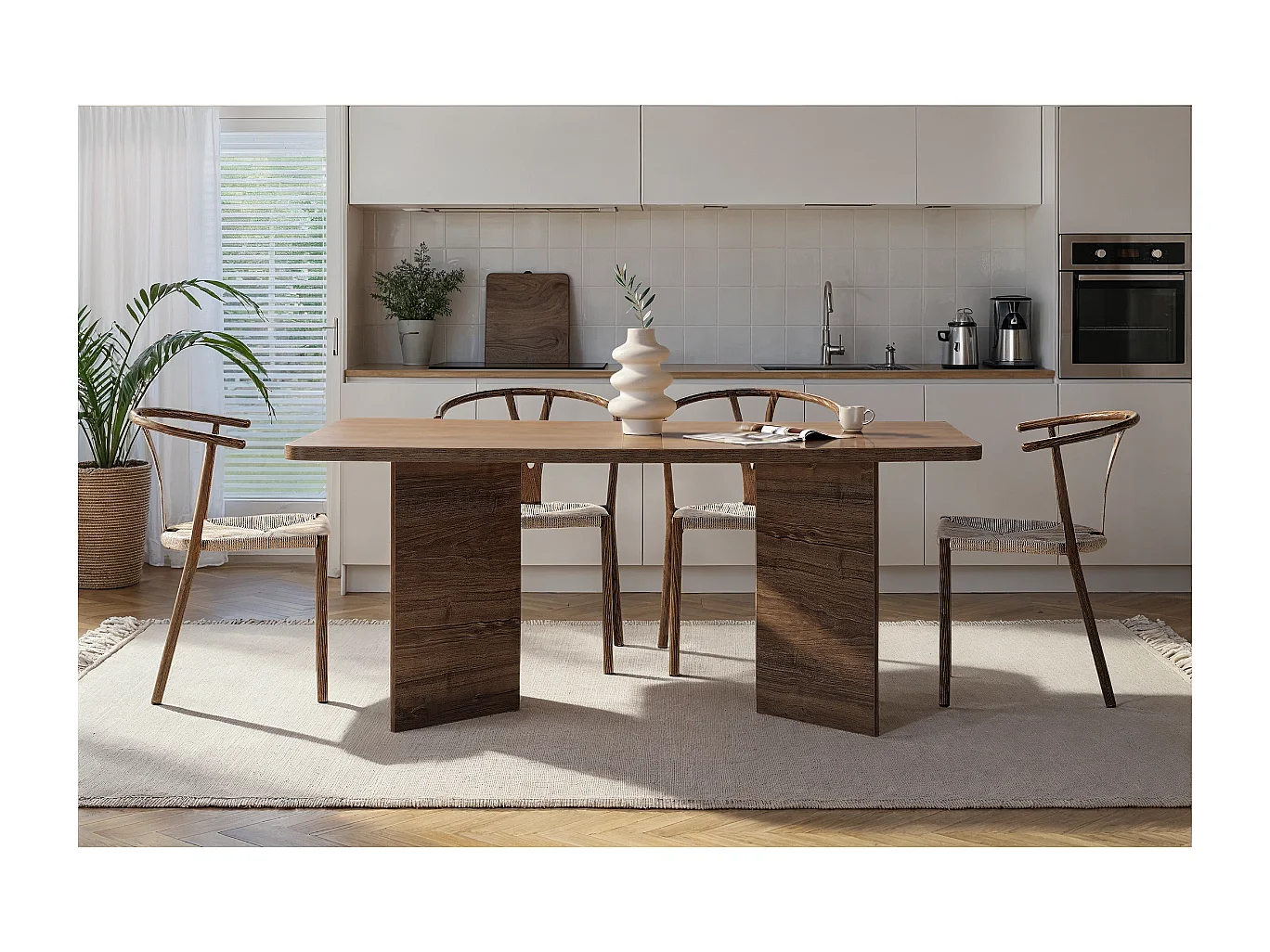 Table à manger avec plateau rectangulaire et 2 pieds L180 cm - LOFT