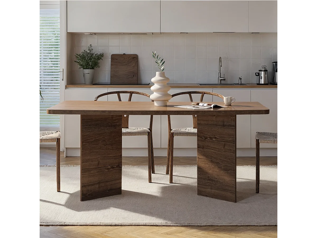 Table à manger avec plateau rectangulaire et 2 pieds L180 cm - LOFT