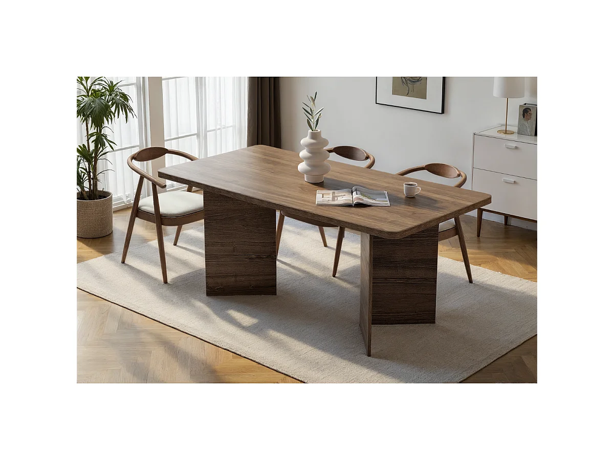 Table à manger avec plateau rectangulaire et 2 pieds L180 cm - LOFT
