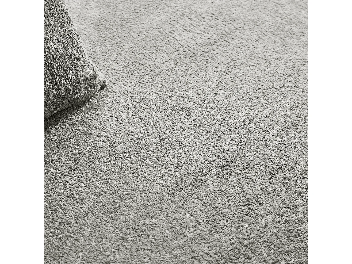 Canapé d'angle 3 places avec coussins - Design incurvé - Tissu velours gris