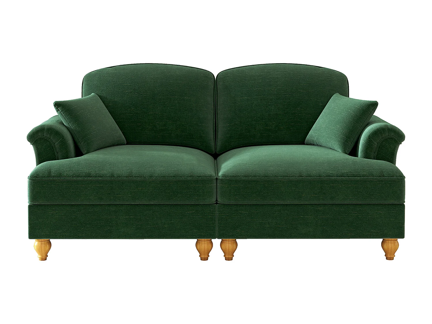 Canapé 2 places avec soutien lombaire et jupe plissée amovible - Tissu chenille - Vert