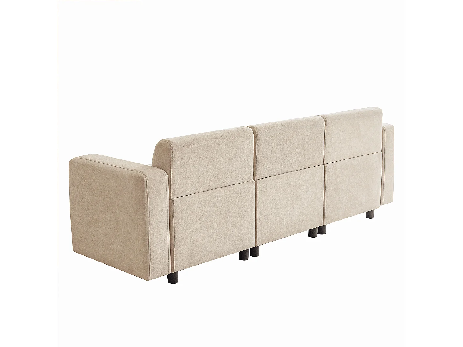 Moderne 3-zitsbank met lendensteun - Beige chenille stof