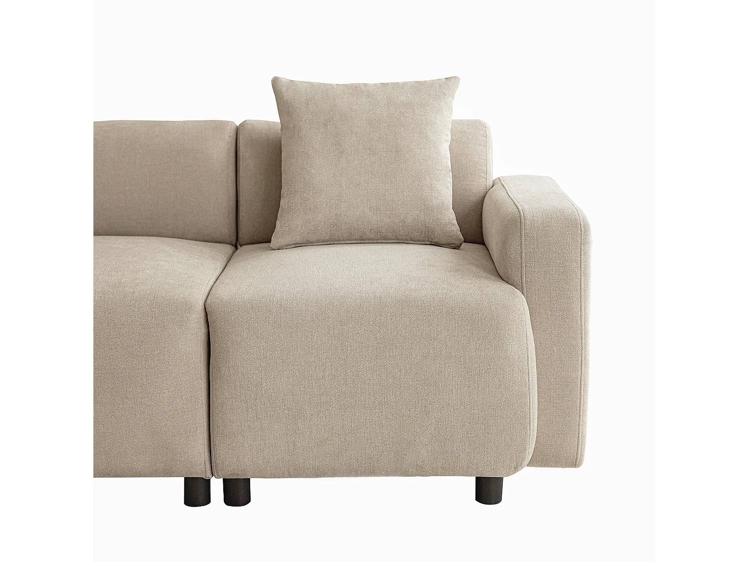 Moderne 3-zitsbank met lendensteun - Beige chenille stof