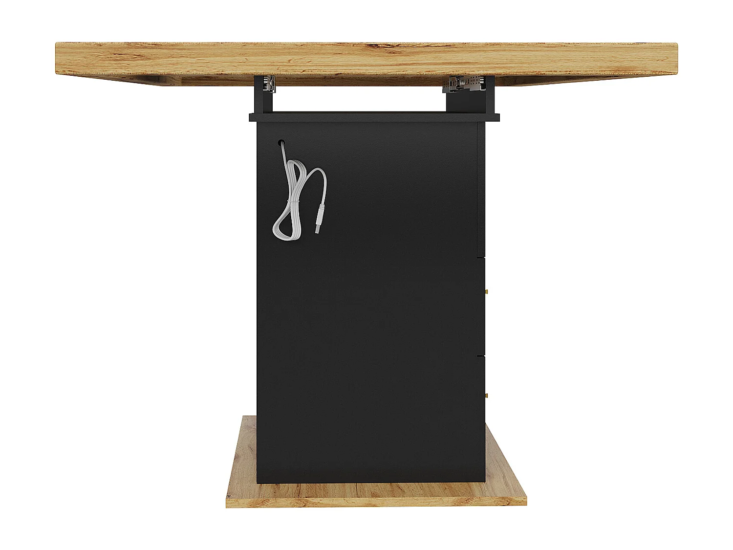 Table à manger extensible 4 à 6 personnes avec LED et 2 tiroirs - Bois MDF