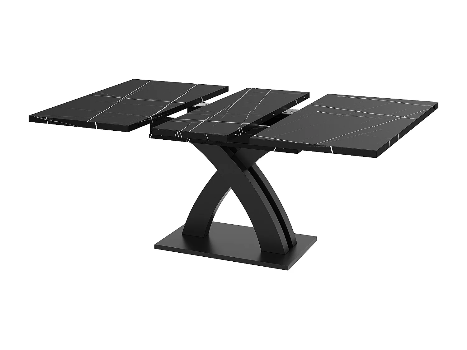 Table à manger extensible 4 à 6 personnes - MDF et métal - Noir 120 (160) x 80 x 76 cm