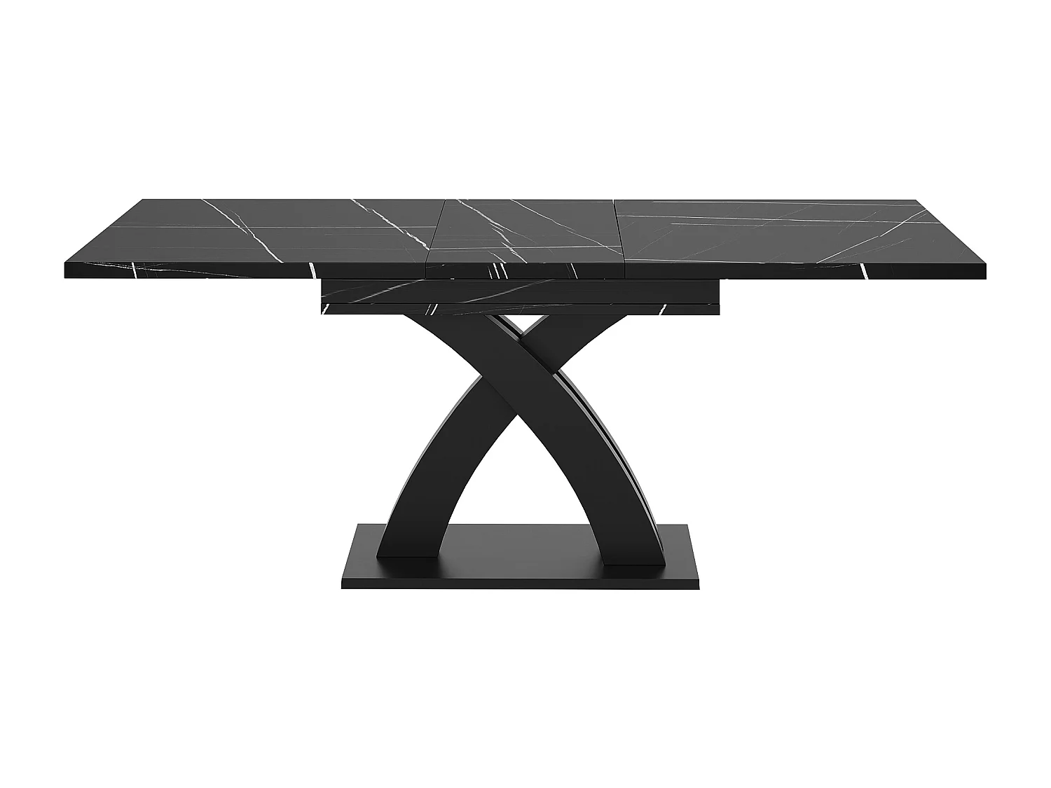 Table à manger extensible 4 à 6 personnes - MDF et métal - Noir 120 (160) x 80 x 76 cm