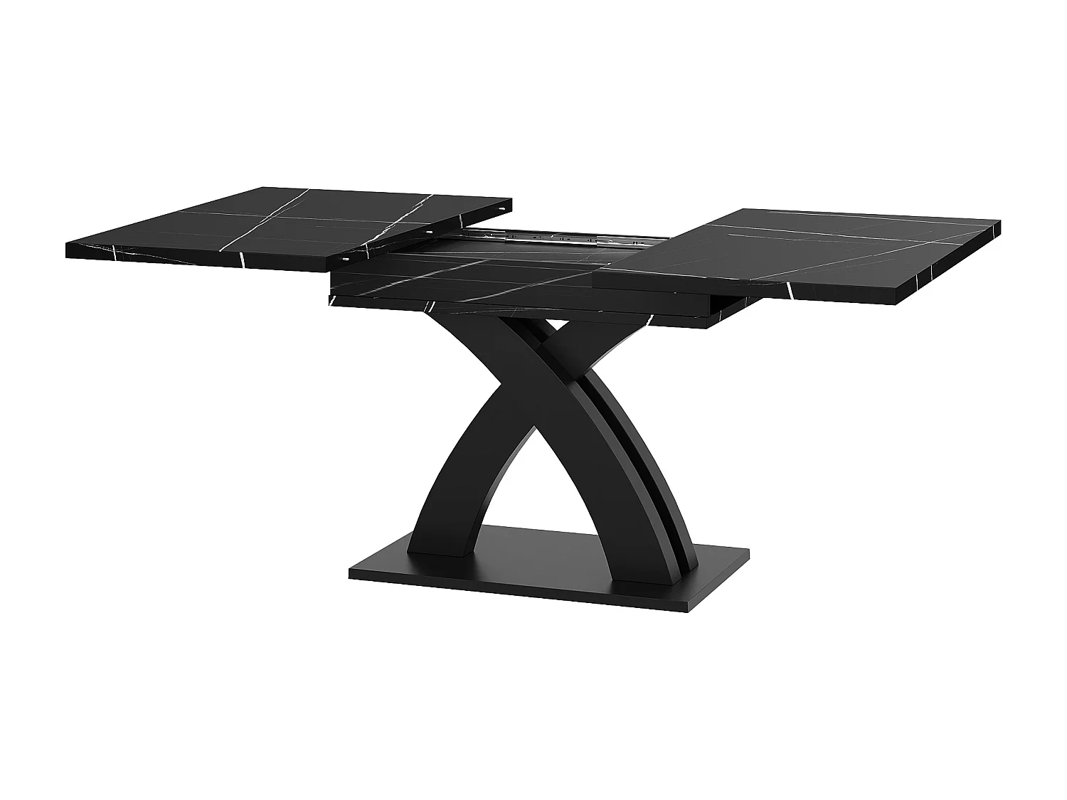 Table à manger extensible 4 à 6 personnes - MDF et métal - Noir 120 (160) x 80 x 76 cm