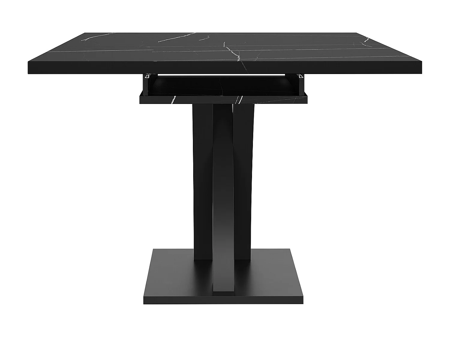 Table à manger extensible 4 à 6 personnes - MDF et métal - Noir 120 (160) x 80 x 76 cm