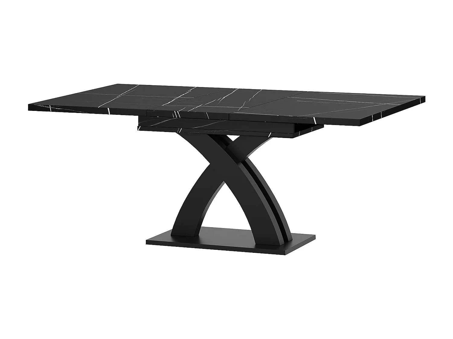 Table à manger extensible 4 à 6 personnes - MDF et métal - Noir 120 (160) x 80 x 76 cm