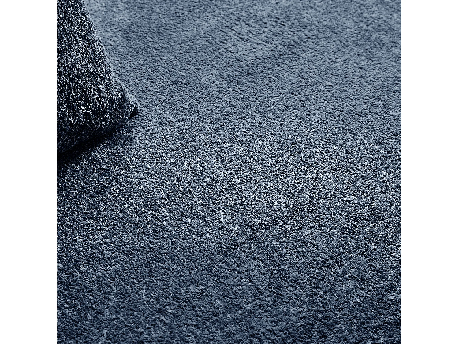 Divano angolare a 3 posti con cuscini - Design curvo - Tessuto in velluto blu