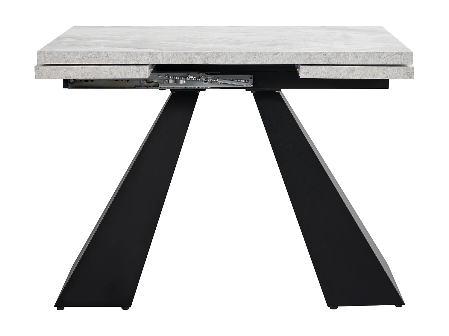 Table à manger extensible 99-159×74cm 4-6 personnes avec pieds en métal noir - Plateau effet marbre gris