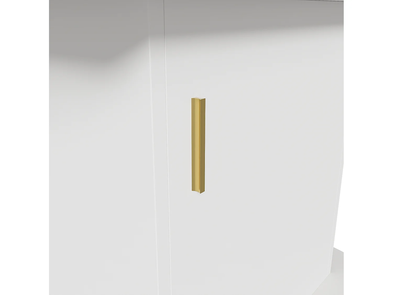 Table à manger ovale extensible avec rangement - poignée dorée -Blanc 110(130)x70x75cm